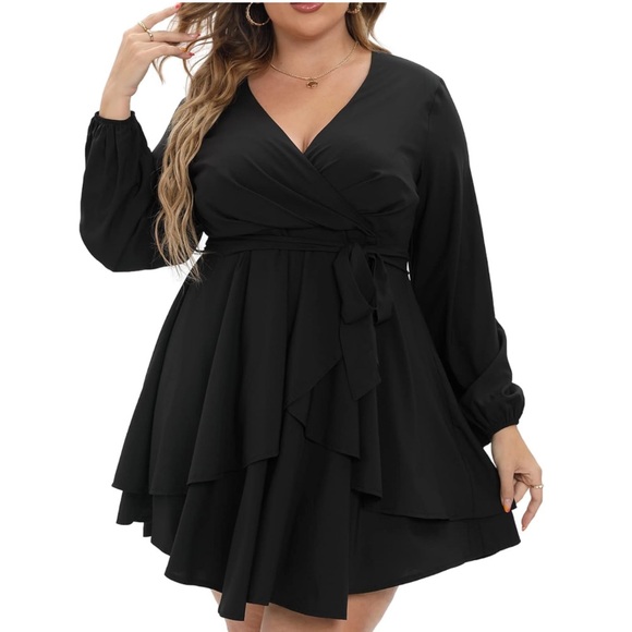 Gocolloa Long Sleeve Women’s Mini Dress Black 20W - Picture 3 of 16